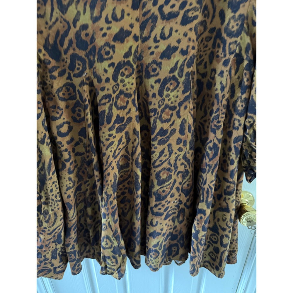 H&M Brown Leopard Print Flowy Mini Dress Long Sleeve Boho‎ Animal Print Size S - Picture 8 of 11